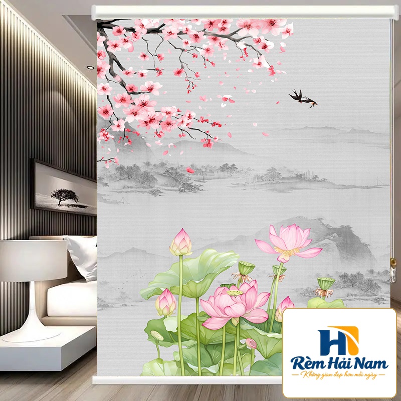 Rèm cuốn in tranh cản nắng 100% Mã HSE0614
