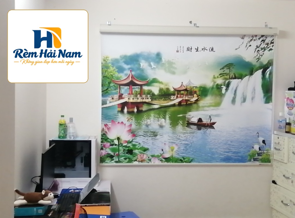 Rèm cuốn in tranh phong cảnh đẹp cho cửa sổ chung cư