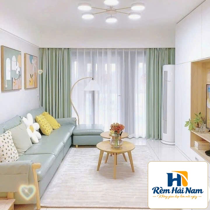 Rèm vải phòng khách chung cư đơn giản đẹp – Đường may sắc nét