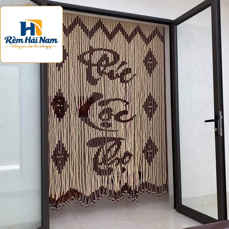 Giá mành rèm hạt gỗ che bàn thờ RHG87