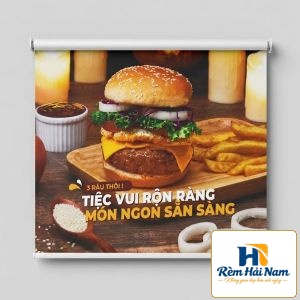 Lắp Đặt Rèm Cuốn In Logo cho quán ăn