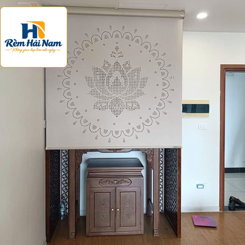 Mành che ban thờ khắc laze họa tiết hoa sen KHS17
