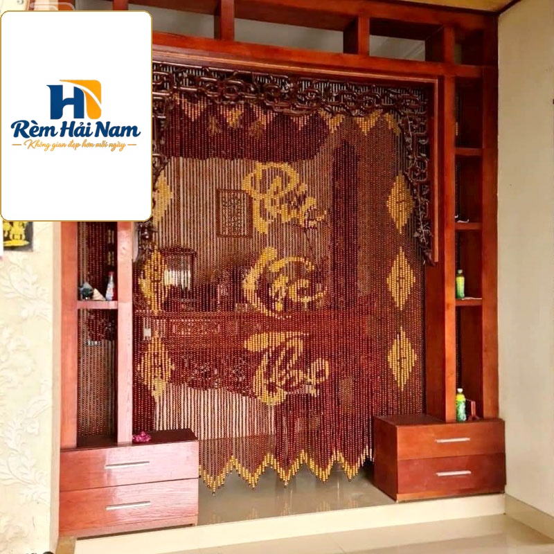 Mành gỗ hạt che bàn thờ giá rẻ RHG09