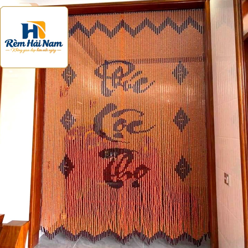 Mành hạt gỗ phong thủy đẹp che phòng thờ RHG109