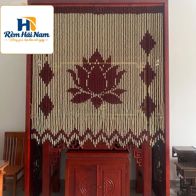 Mành rèm treo bàn thờ bằng hạt gỗ giá rẻ RHG83