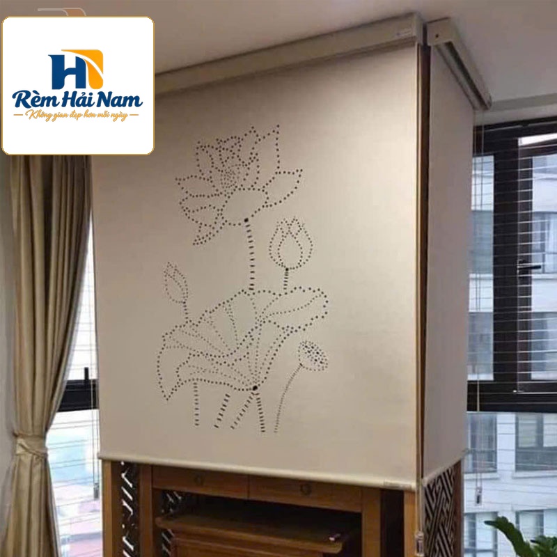 Mành treo bàn thờ khắc laze họa tiết hoa sen KHS57