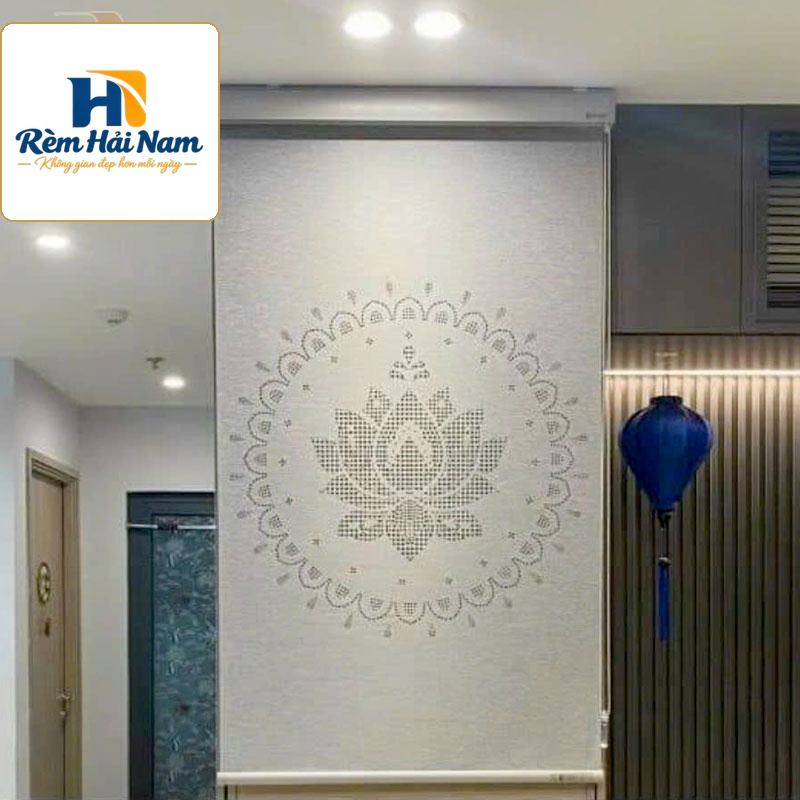Rèm bàn thờ đẹp giá rẻ khắc laze họa tiết hoa sen KHS53