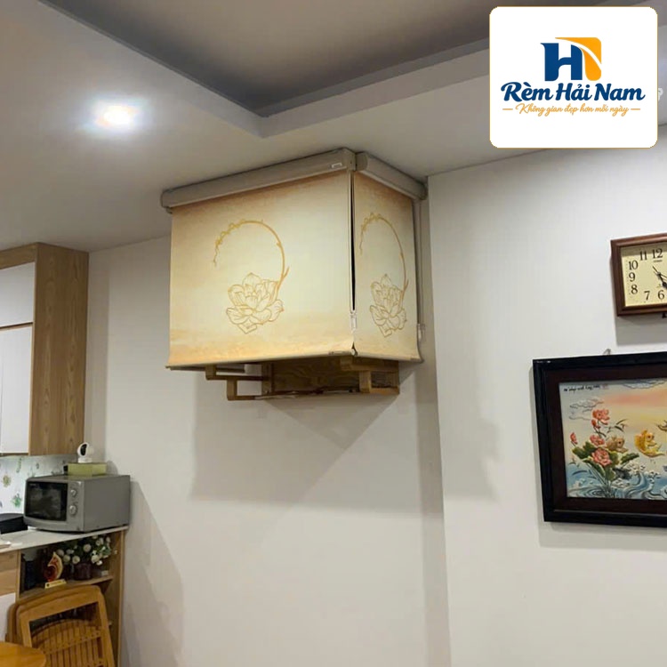 Rèm bàn thờ treo giá rẻ in họa tiết hoa sen