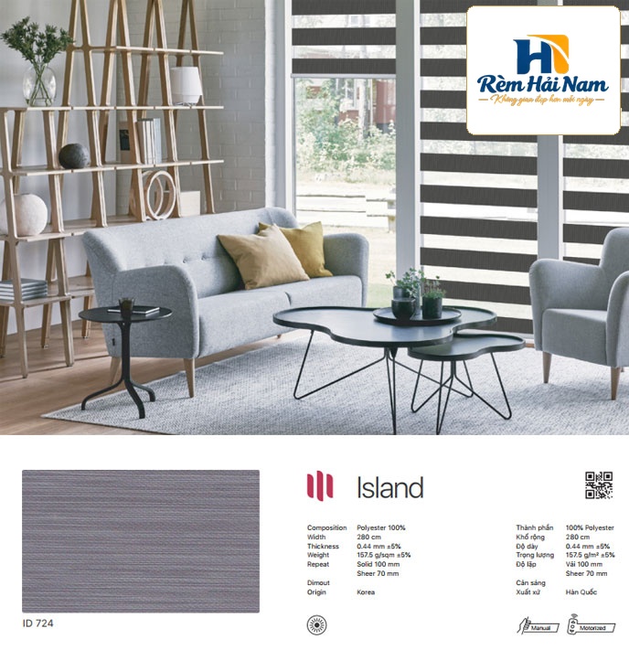 Rèm cầu vồng hãng Modero mã Island
