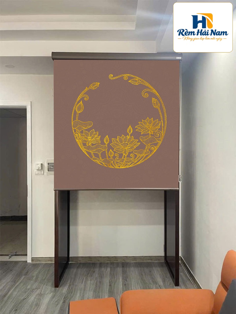 Rèm che bàn thờ đẹp in họa tiết hoa sen -RBT2905