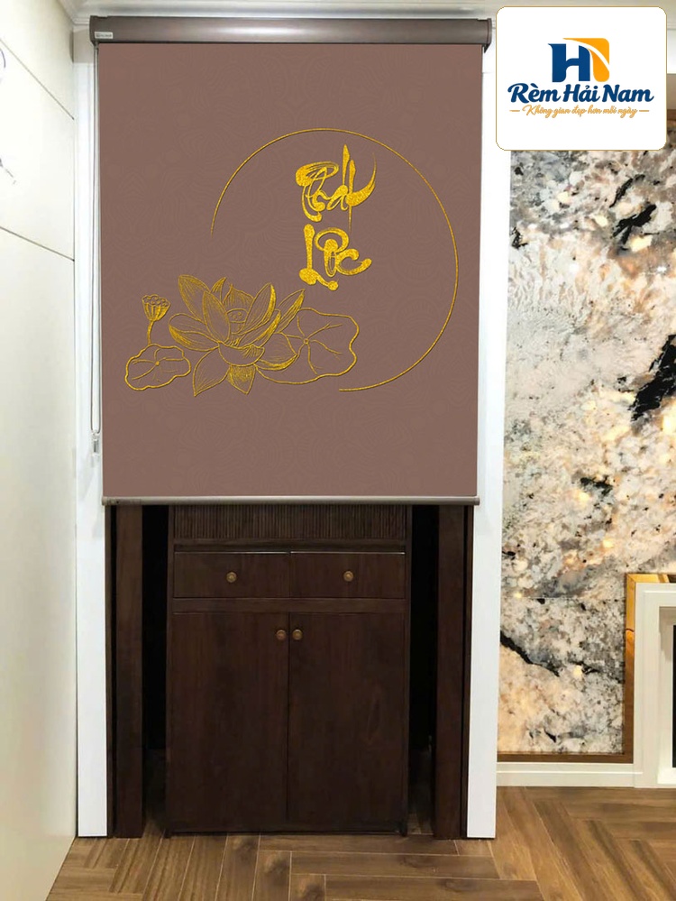 Rèm che bàn thờ đẹp in họa tiết hoa sen -RBT3051