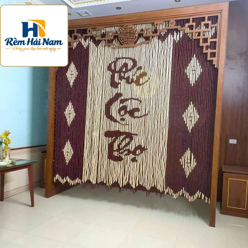 Rèm che phòng thờ bằng hạt gỗ đẹp RHG14