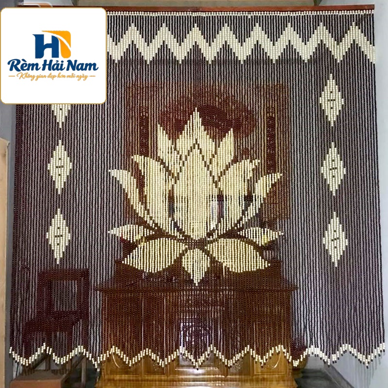 Rèm che phòng thờ bằng hạt gỗ đẹp RHG23