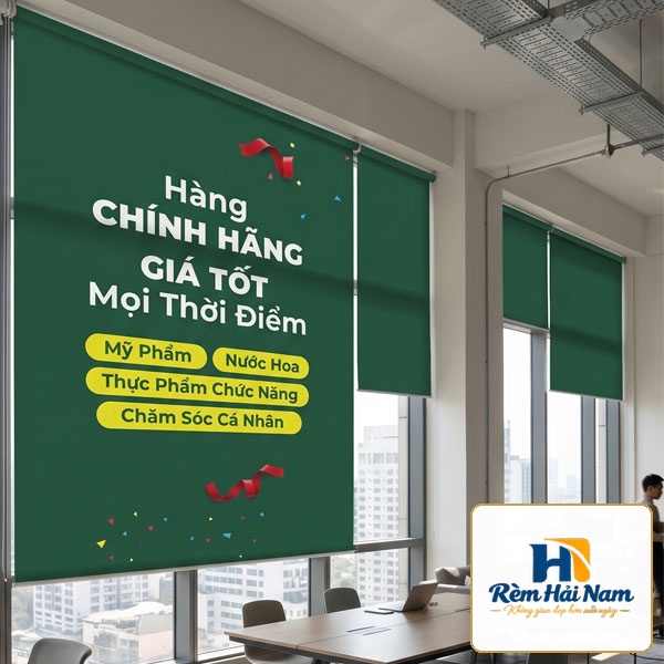Rèm cuốn in logo, thiết kế hiện đại cho văn phòng
