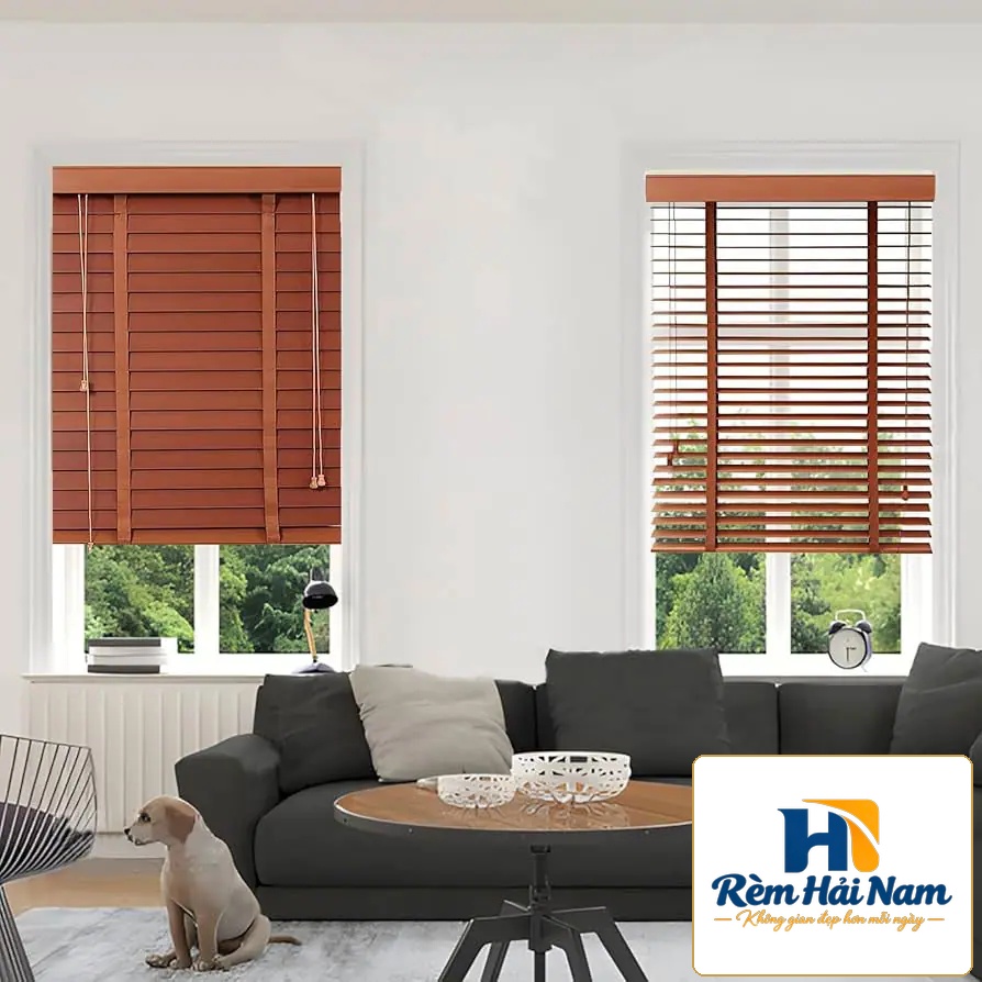 Rèm gỗ hãng Sankaku bản 5cm hệ 2 dây mã SKK15