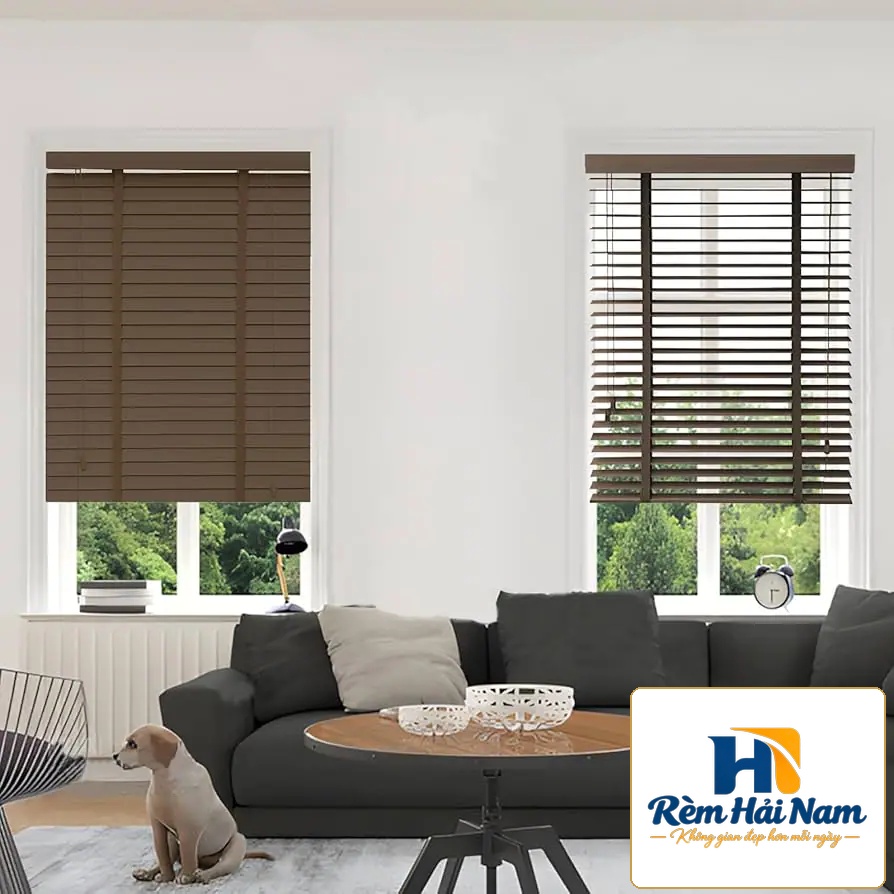 Rèm nhựa giả gỗ hãng Sankaku bản 5cm hệ 2 dây mã SKK314