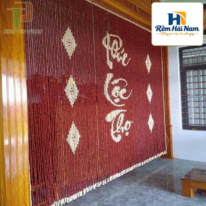 Rèm treo bàn thờ giá rẻ bằng hạt gỗ RHG66